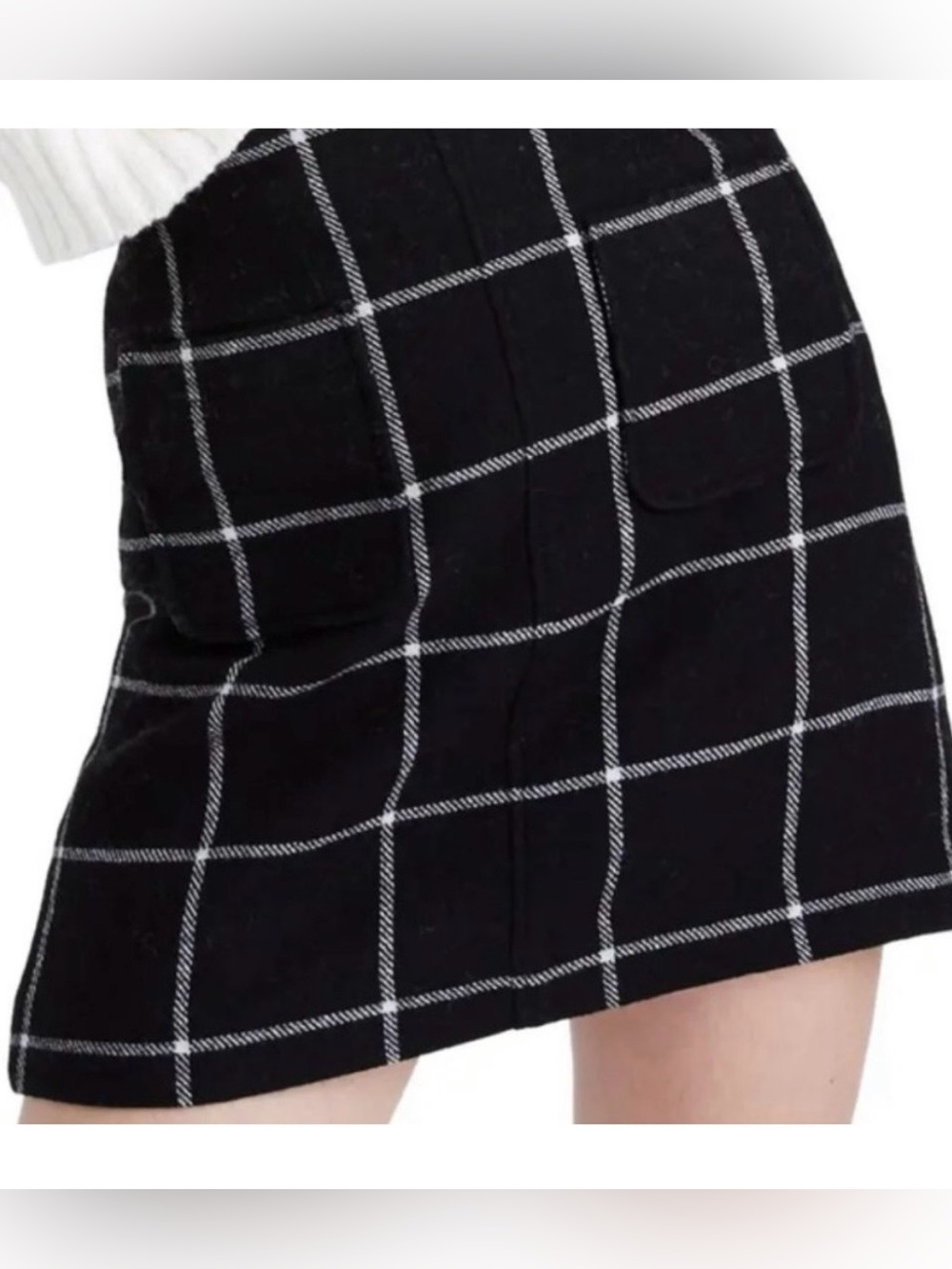 Madewell Black Wool Mini Skirt with Front Pockets